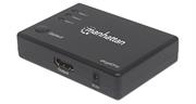 Manhattan 4K Compact 3-Port HDMI Switch - 4K@60Hz, AC Powered, Remote Control, Black