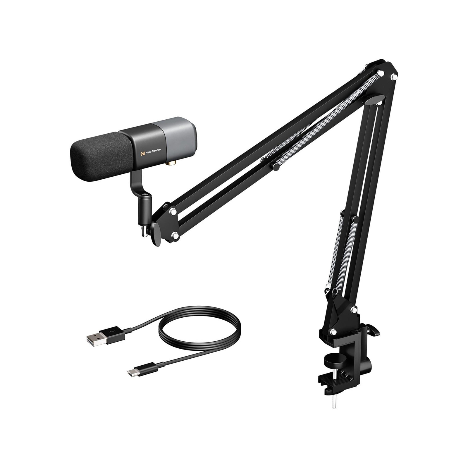 NearStream Podcast/Studio Condenser Microphone with Metal Boom Arm Stand