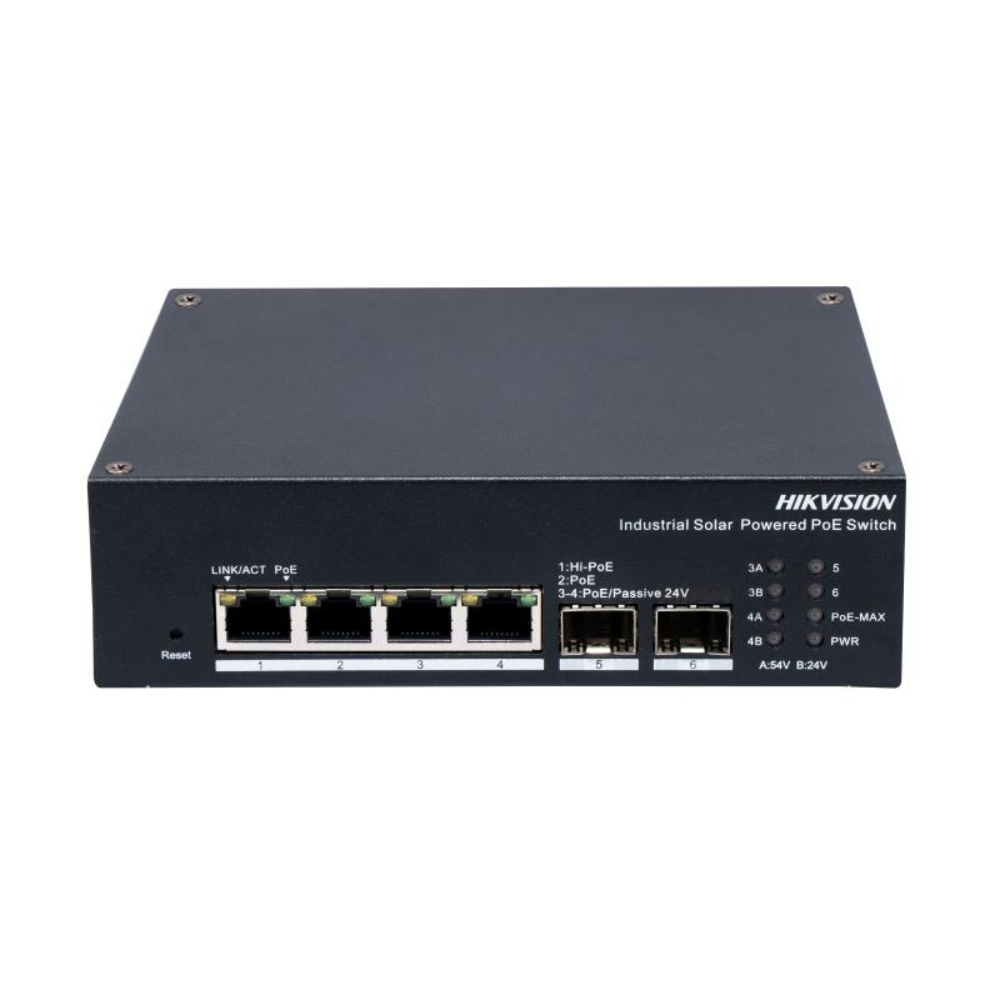 Hikvision 4 Port Gigabit Smart Managed Industrial Solar PoE Switch