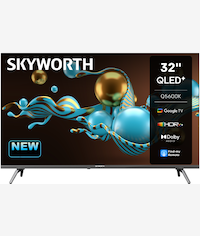 Skyworth 32 Inch HD Ready QLED Google TV – 1366 × 768 (HD-Ready), 60Hz refresh rate, 9.5ms response time, 90%
