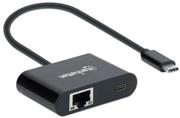 Manhattan USB-C to Gigabit Network Adapter with Power Delivery Port - Gigabit (10/100/1000 Mbps) Ethernet port
