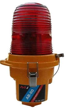 Micro Instruments LED Aircraft Beacon, RED, Tempered Glass, Aluminium Body, 10-30 VDC