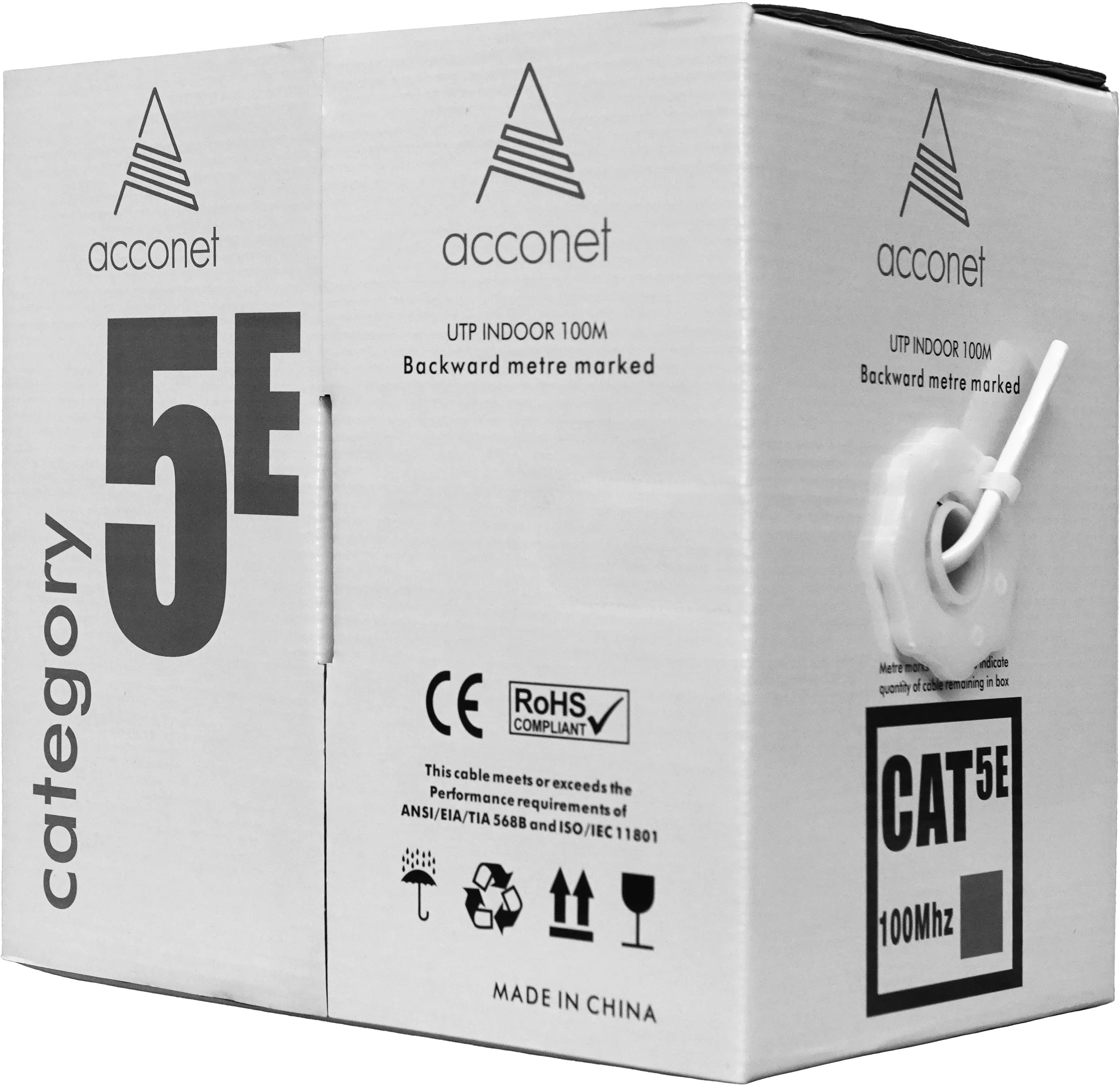 Acconet CAT5e Indoor Ethernet Cable 100m White CCA UTP Pull Box