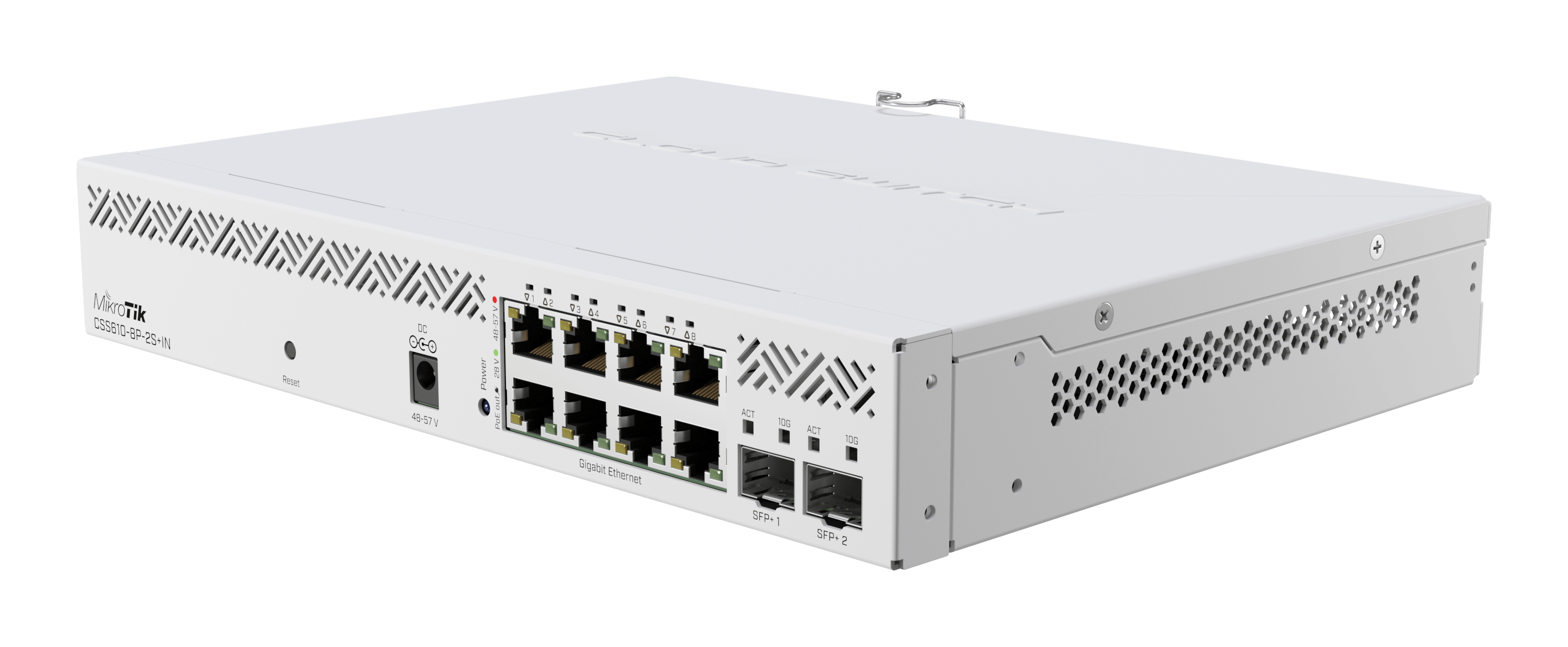 MikroTik Cloud Smart Switch 8 Port PoE 2 SFP+ desktop enclosure