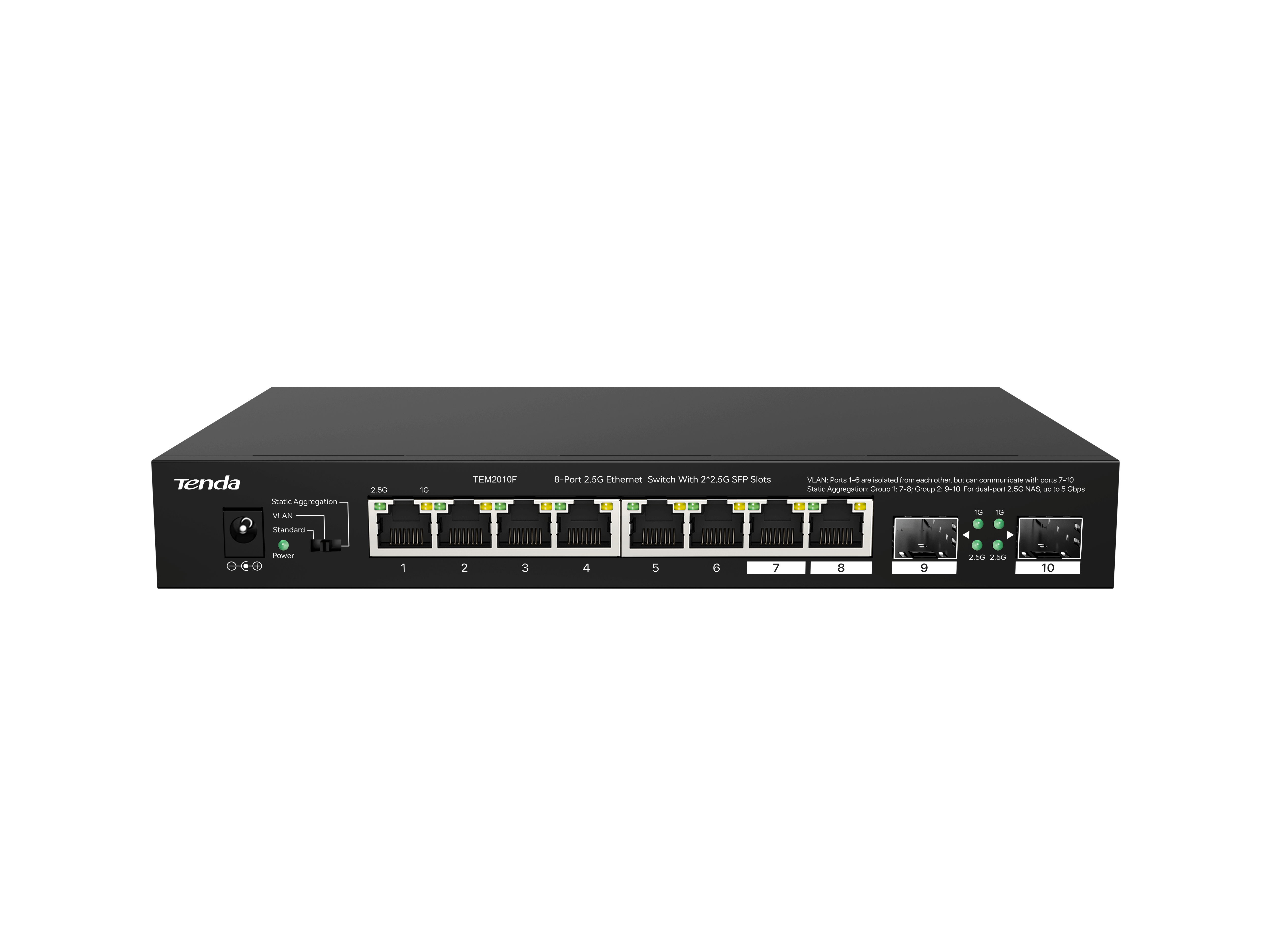 Tenda 8-Port 2.5G Ethernet Switch with 2x 2.5G SFP slots