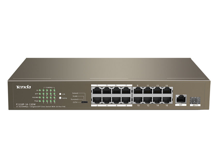 Tenda 16-Port Fast Ethernet Switch with 16-Port PoE