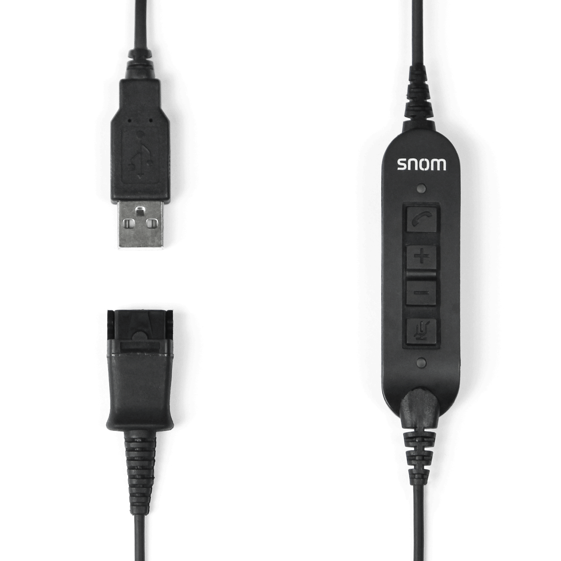 Snom USB Quick Release Adapter for A100M, A100D and PC - Integrated volume and call buttons.
