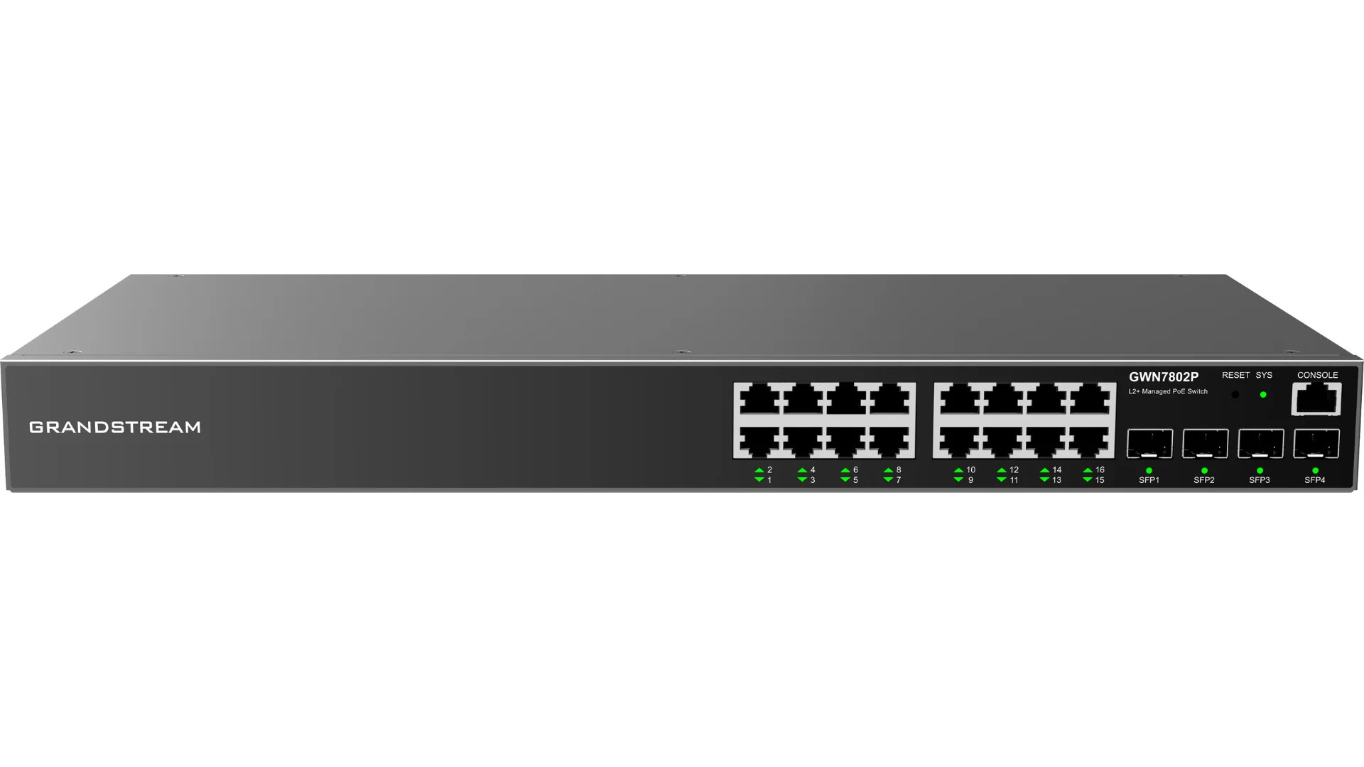 Grandstream Enterprise L2 16 port Managed GbE PoE+ Switch 240W