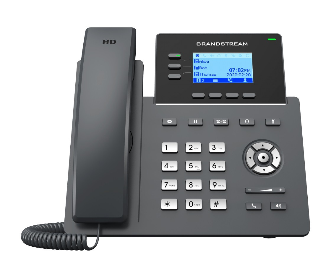 Grandstream 3-Line Gigabit Carrier Desk Phone PoE support