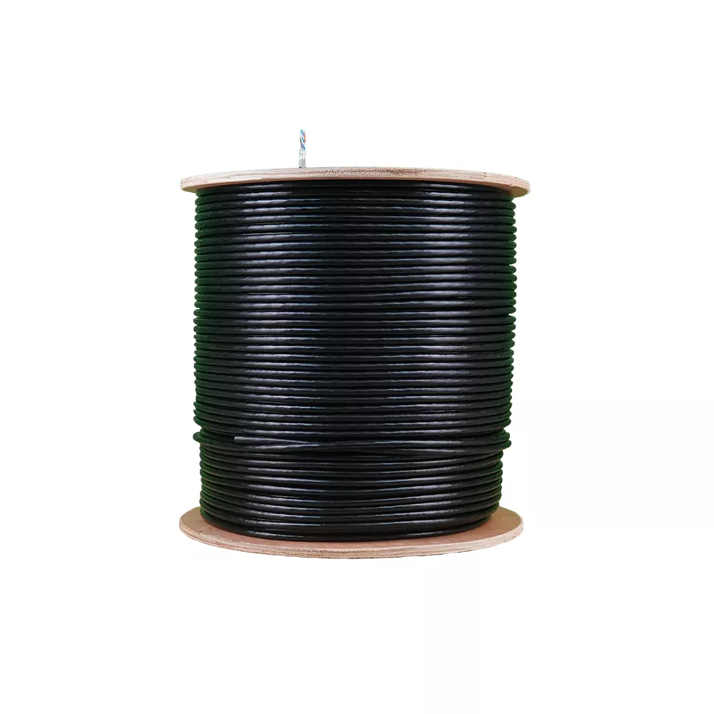 Essential CAT6 UV Outdoor Ethernet Cable 500m Black Solid Copper SF/TP Roll