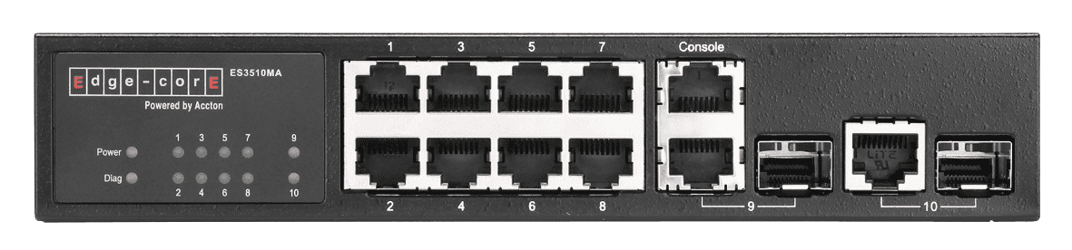 ES3510MA Fast Ethernet Layer 2/4 switch featuring 10 ports