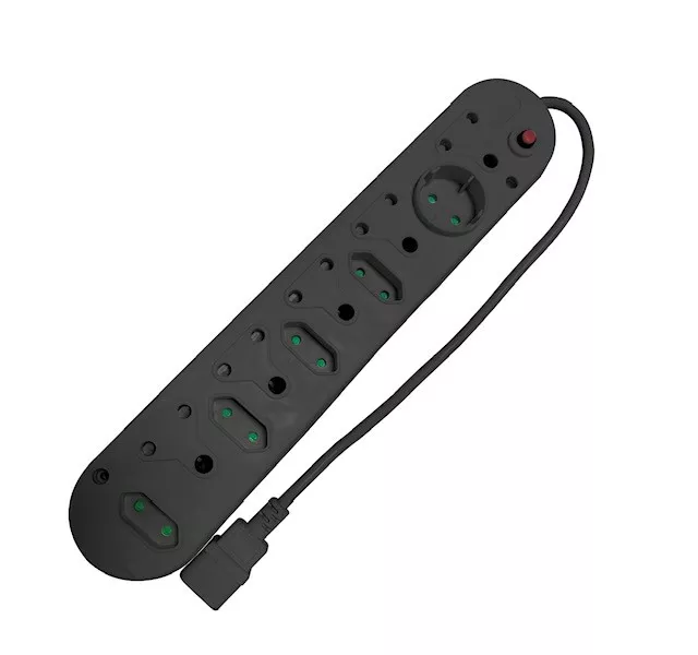 Acconet 10-Way Multiplug 5x 16A SA, 4x 5A 2-Pin, 1x Round 5A, Black