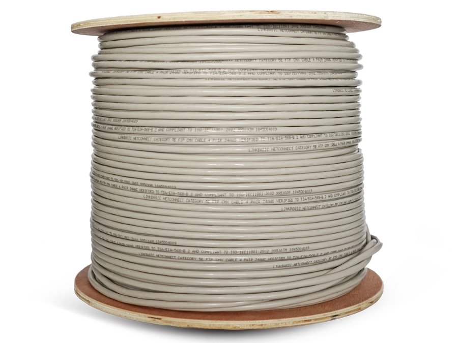 Linkbasic 305m Drum Cat5e Solid Shielded Grey FTP Cable
