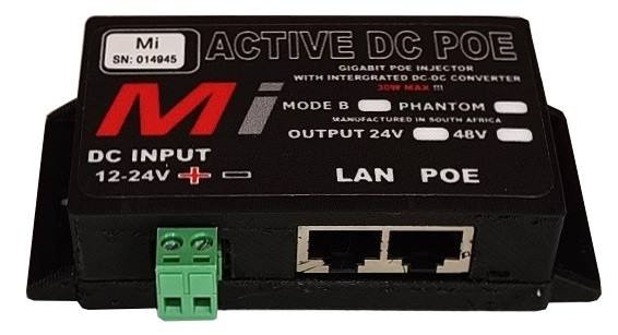 Micro Instruments Gb DC PoE Injector,12V or 24V in - 48V out, 30W Max