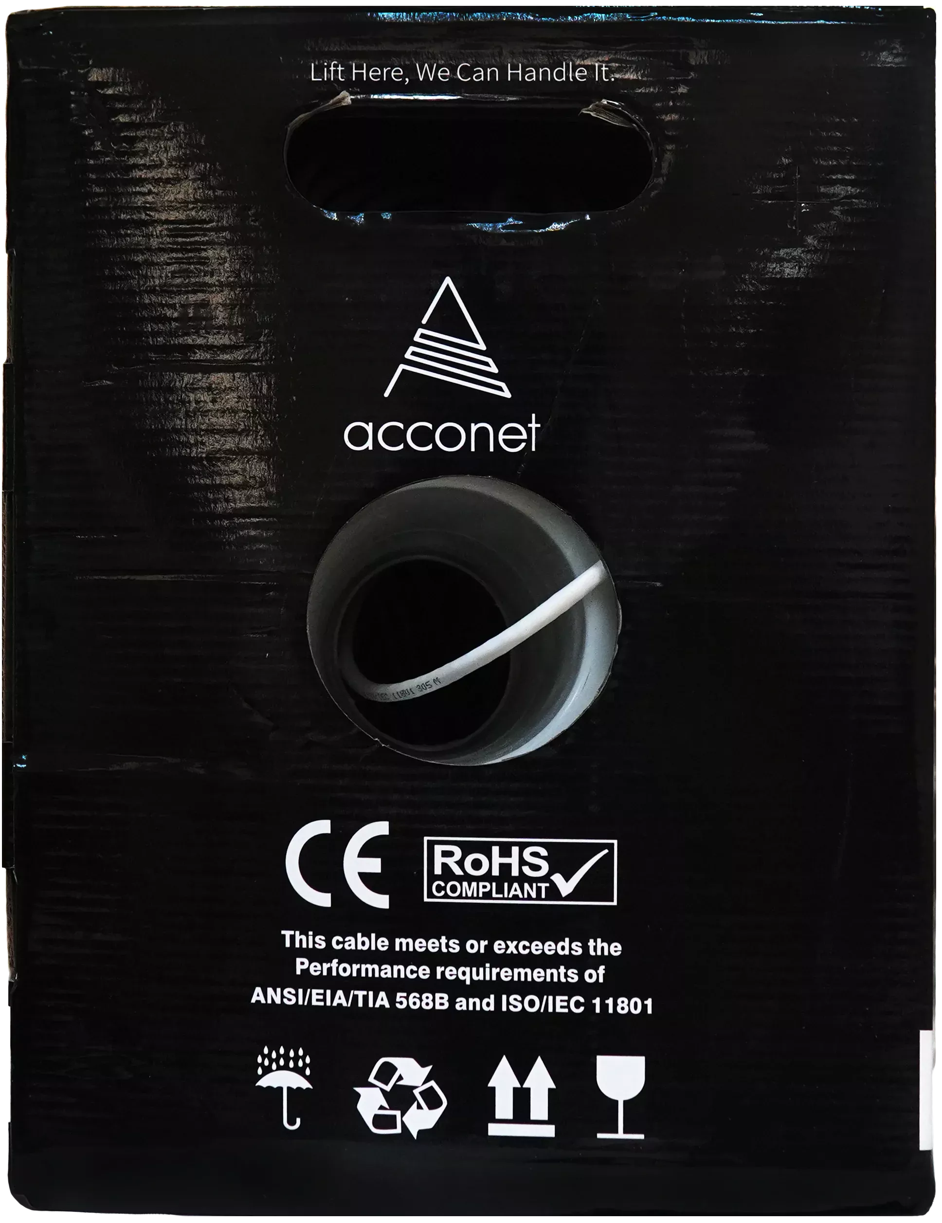 Acconet CAT6 Indoor Ethernet Cable 305m White Solid Copper UTP Pull Box