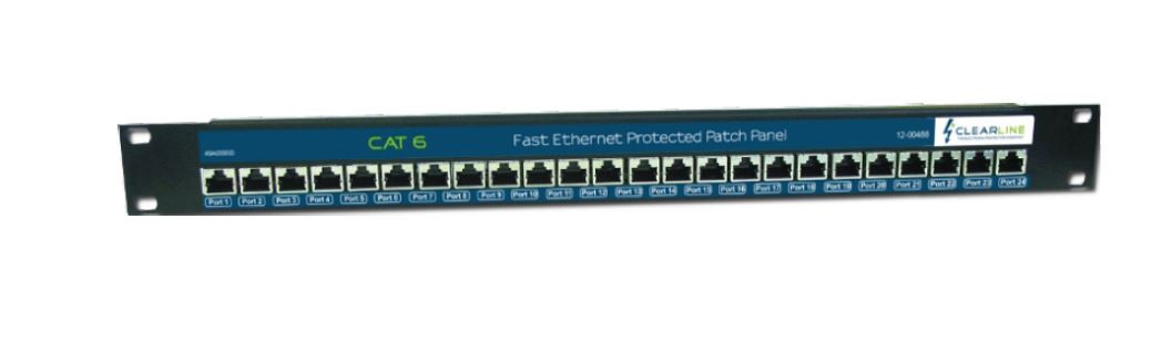 Clear Line 24 Port Gigabit Rackmount PoE Surge Arrestor CAT 6 Patch Panel