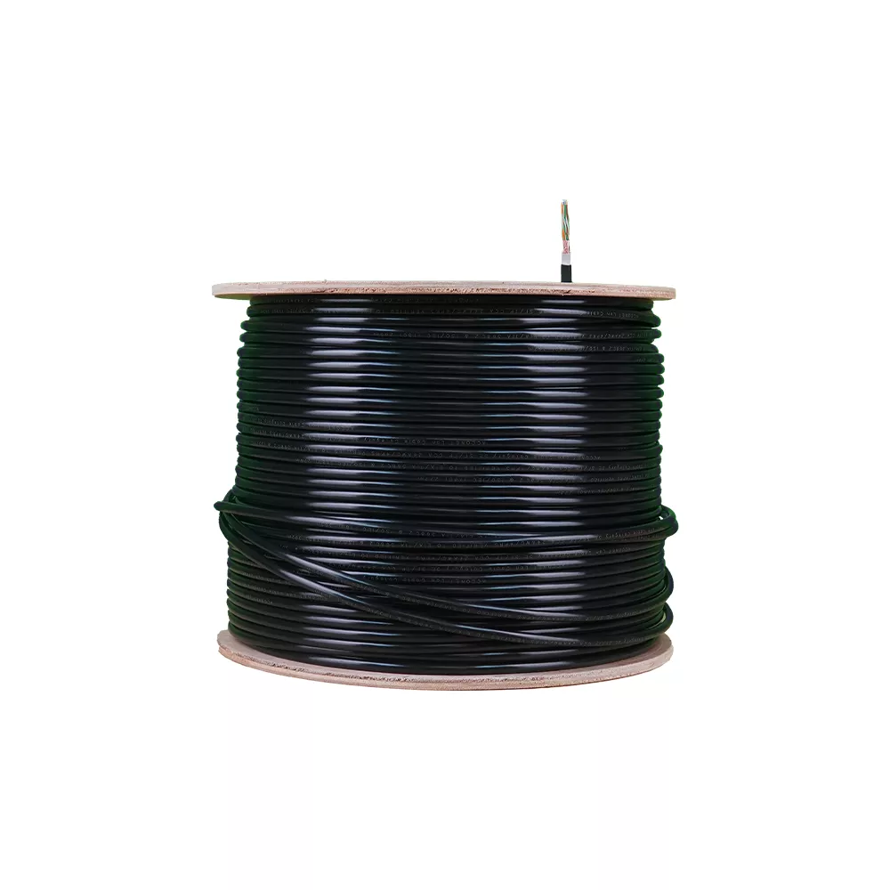 Essential CAT6 UV Outdoor Ethernet Cable 305m Black Solid Copper FTP Pull Box