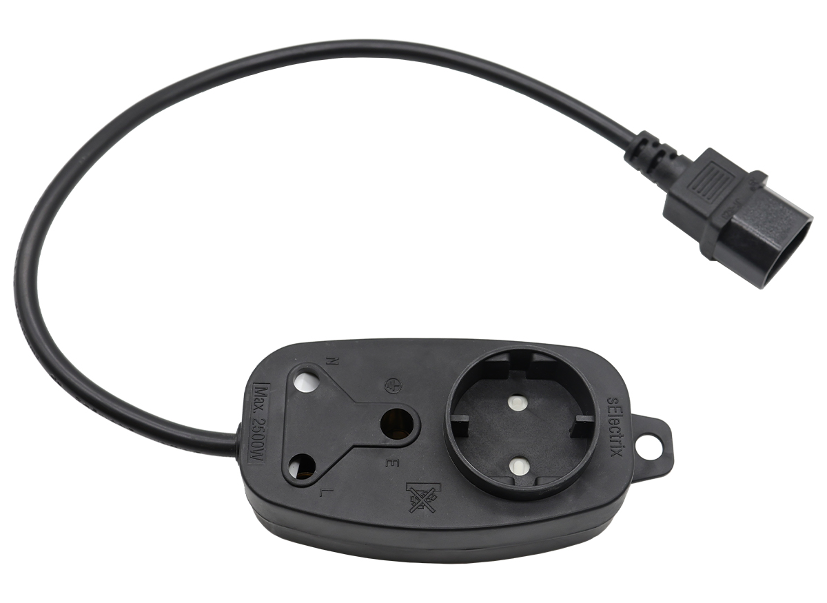 Multi Plug 1x16A 1x5A 0.5m IEC Cord Black