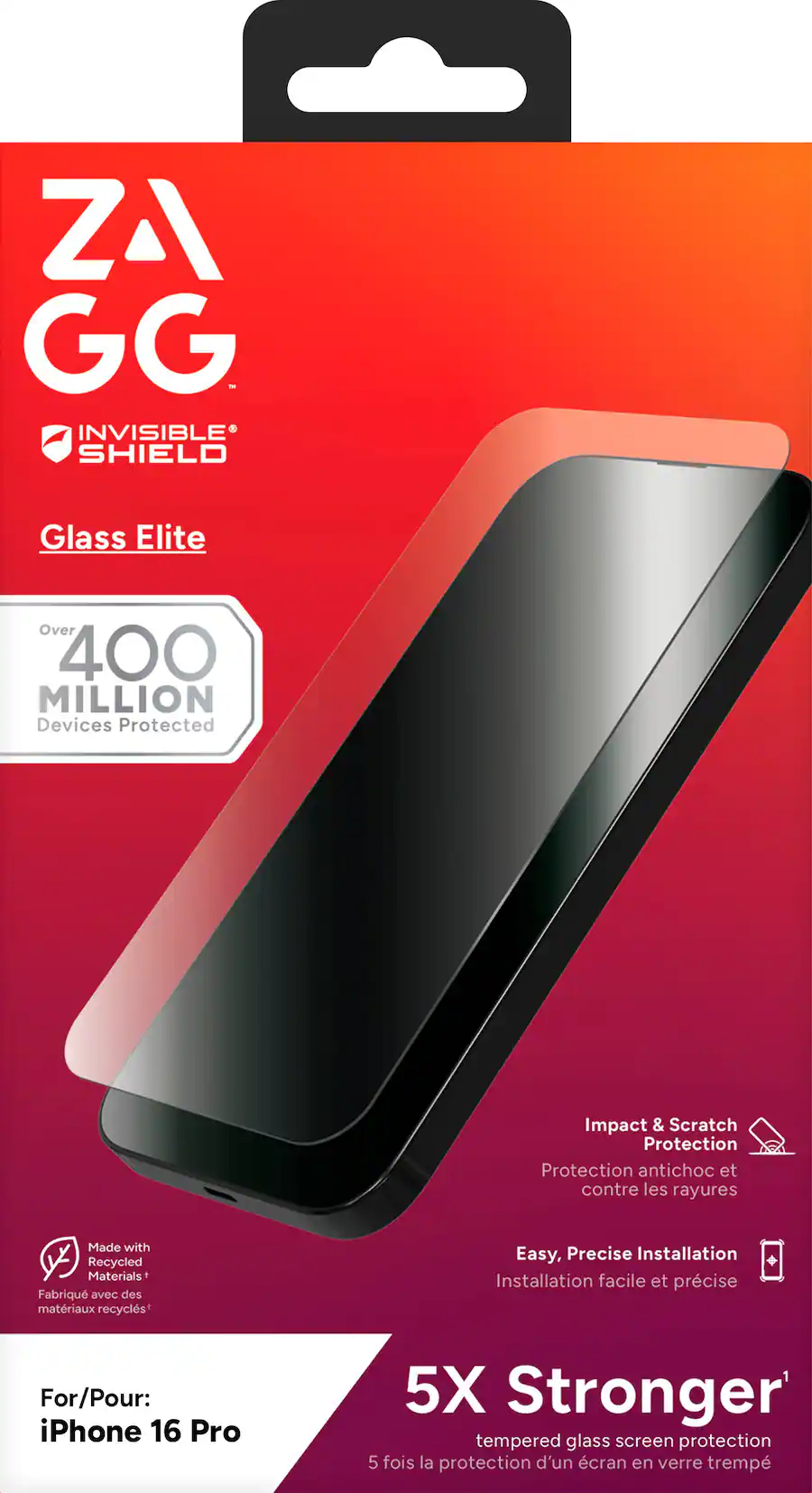 ZAGG InvisibleShield Glass Elite Screen Protector for Apple iPhone 16 Pro