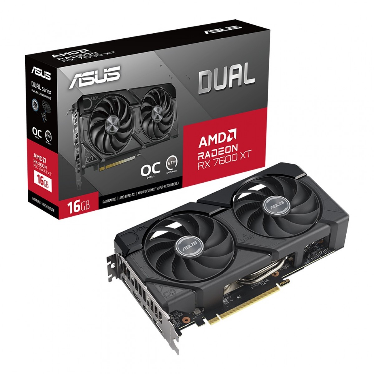 ASUS DUAL-RX7600XT-O16G 16GB GDDR6 Graphics Card