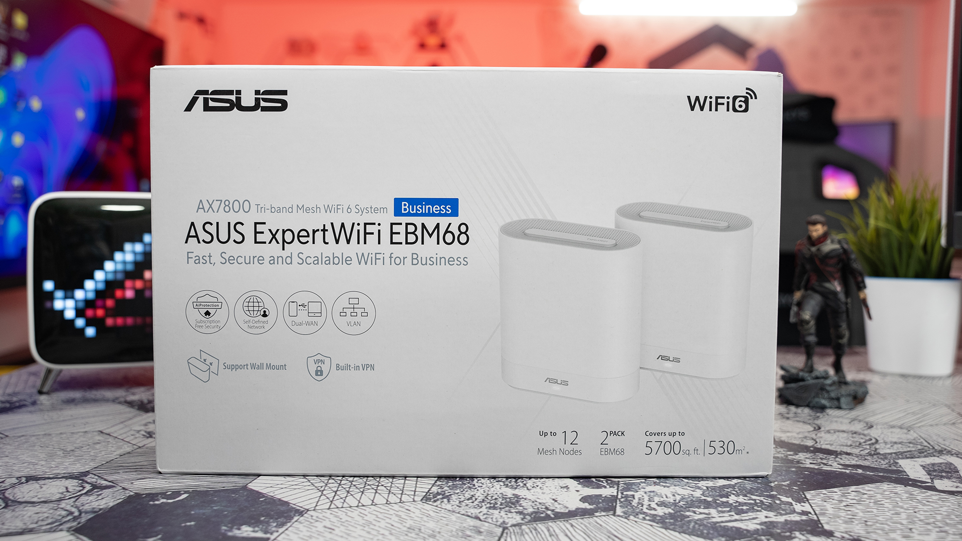 ASUS ExpertWiFi EBM68 AX3000 Dual-Band Wi-Fi 6 Router with PoE+ (2-Pack)