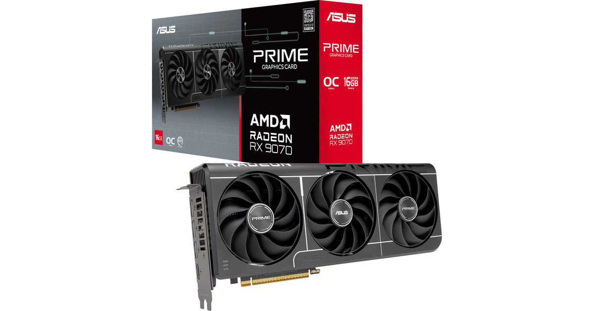 ASUS PRIME RX 9070 OC Edition 16GB GDDR6 PCIe 5.0 Graphics Card