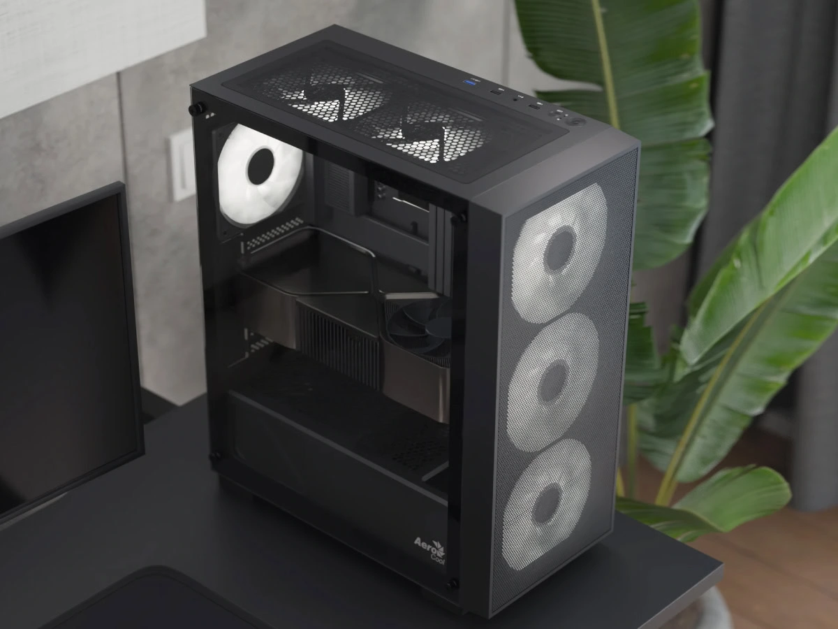 Aerocool B509A Flow Mid PC Case with ARGB Fans, Black