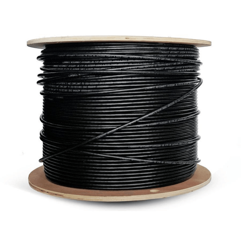 RCT CAT5E Solid 500m STP UV Outdoor Shielded Cable - Black