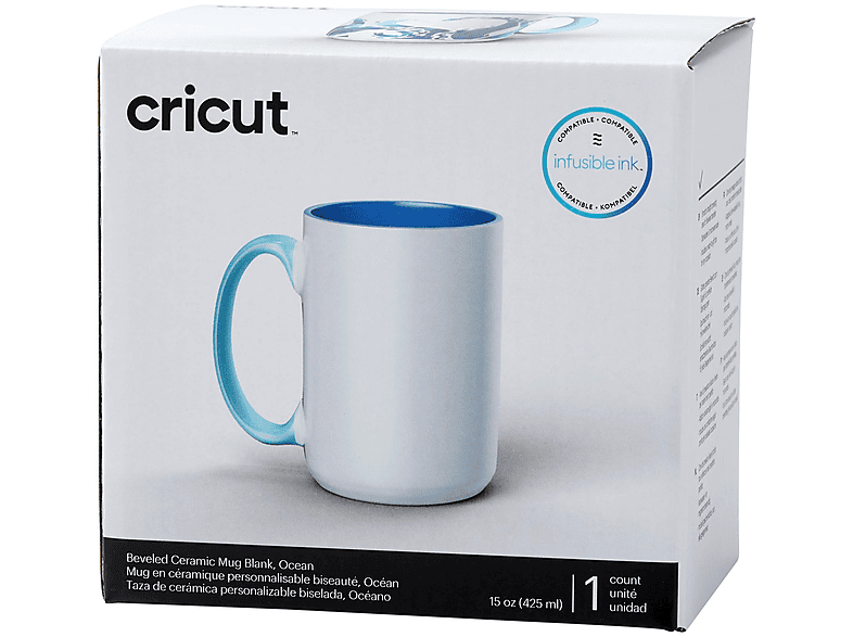 Cricut Beveled Ceramic Mug Blank 425 ml Ocean