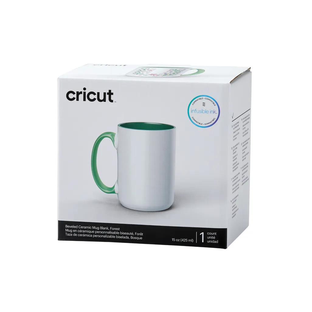 Cricut Beveled Ceramic Mug Blank, Forest, 425ml