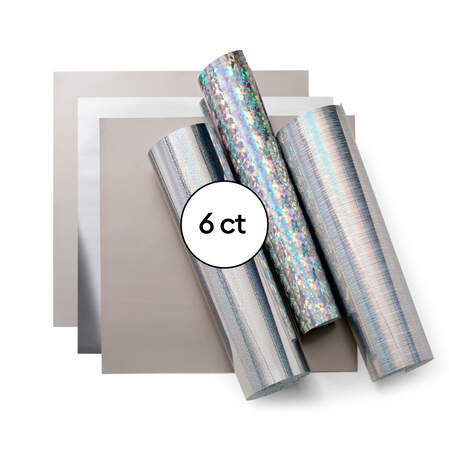 Cricut Holographic Vinyl, Silver Sampler - Permanent (6 Count)
