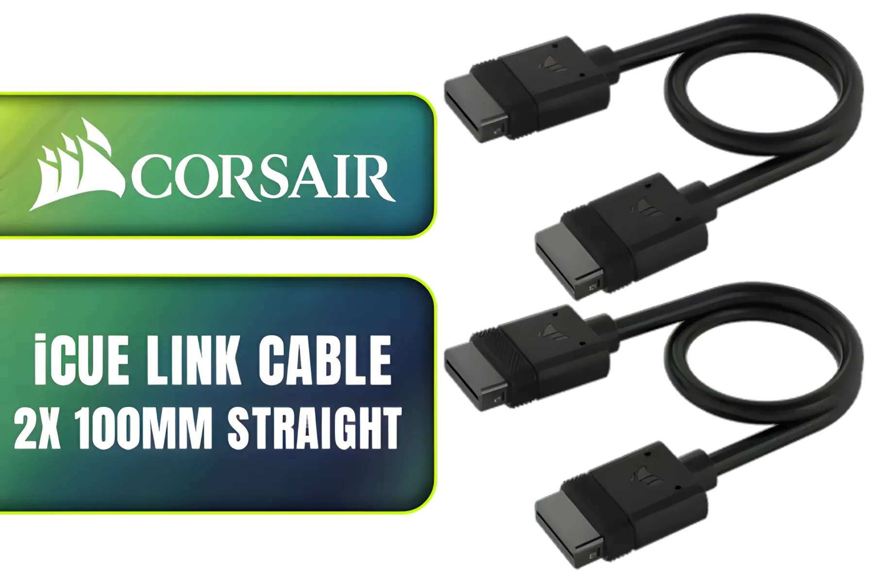Corsair iCUE LINK Cable, 2x 100mm with Straight Connectors, Black