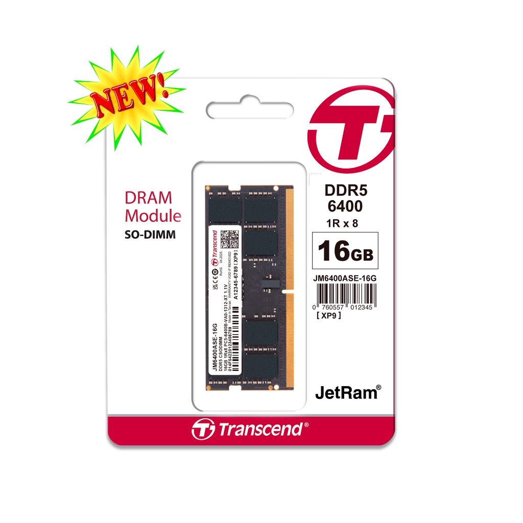 Transcend Jet Memory 16GB DDR5-6400 Unbuffered Notebook SO-DIMM