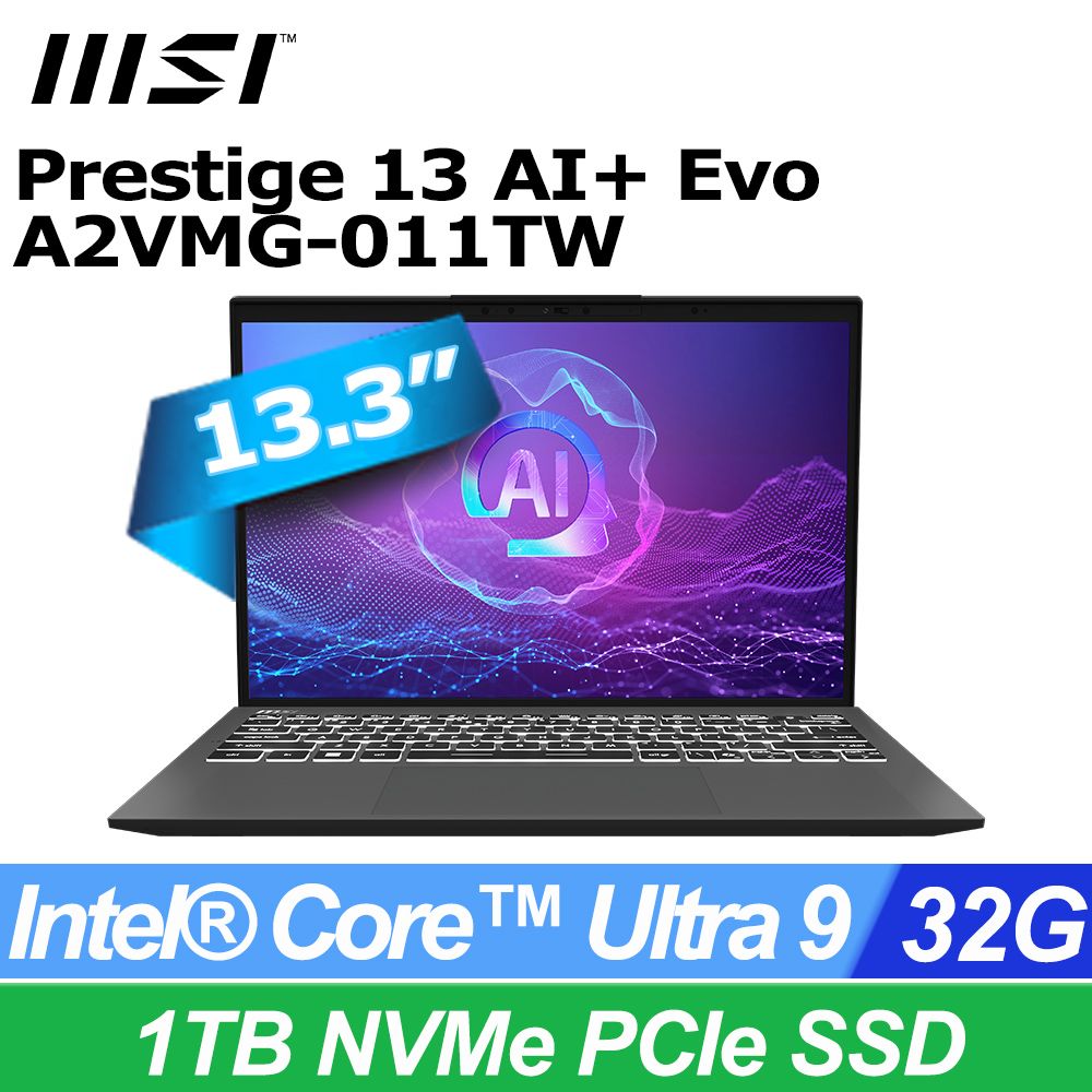 MSI Prestige 13 AI A2VMG Intel Core Ultra 7 32GB RAM 1TB SSD 13.3-inch Windows 11 Home