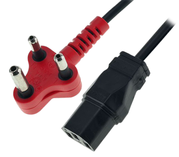 RCT Input Power Cord, 3-pin SA Plug to IEC C19, 16 Amp, 250 Volt, 1.8m