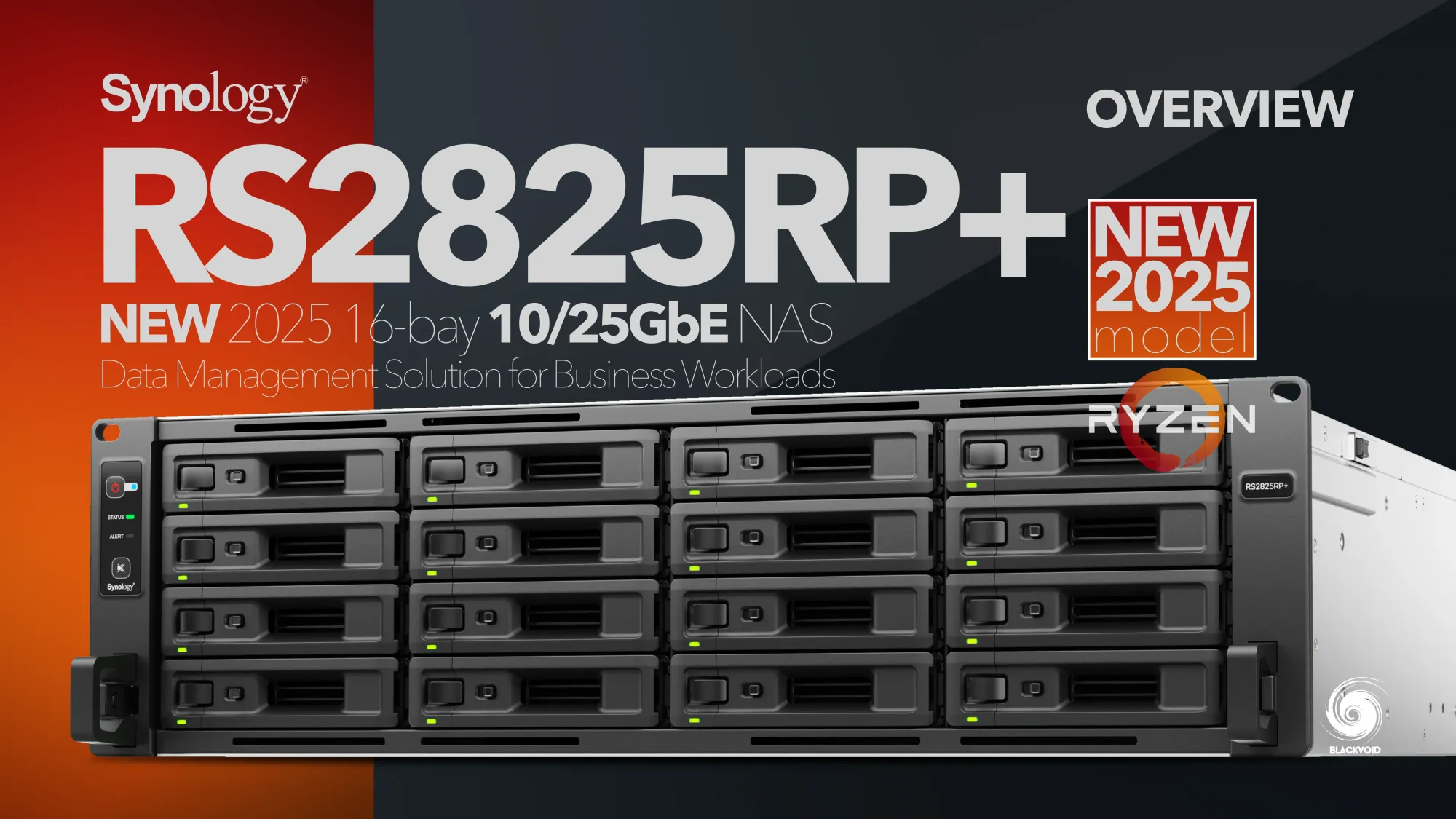 Synology RS2825RP+ 16 Bay RackStation (Expandable to 28 Bay) - AMD Ryzen V1780B