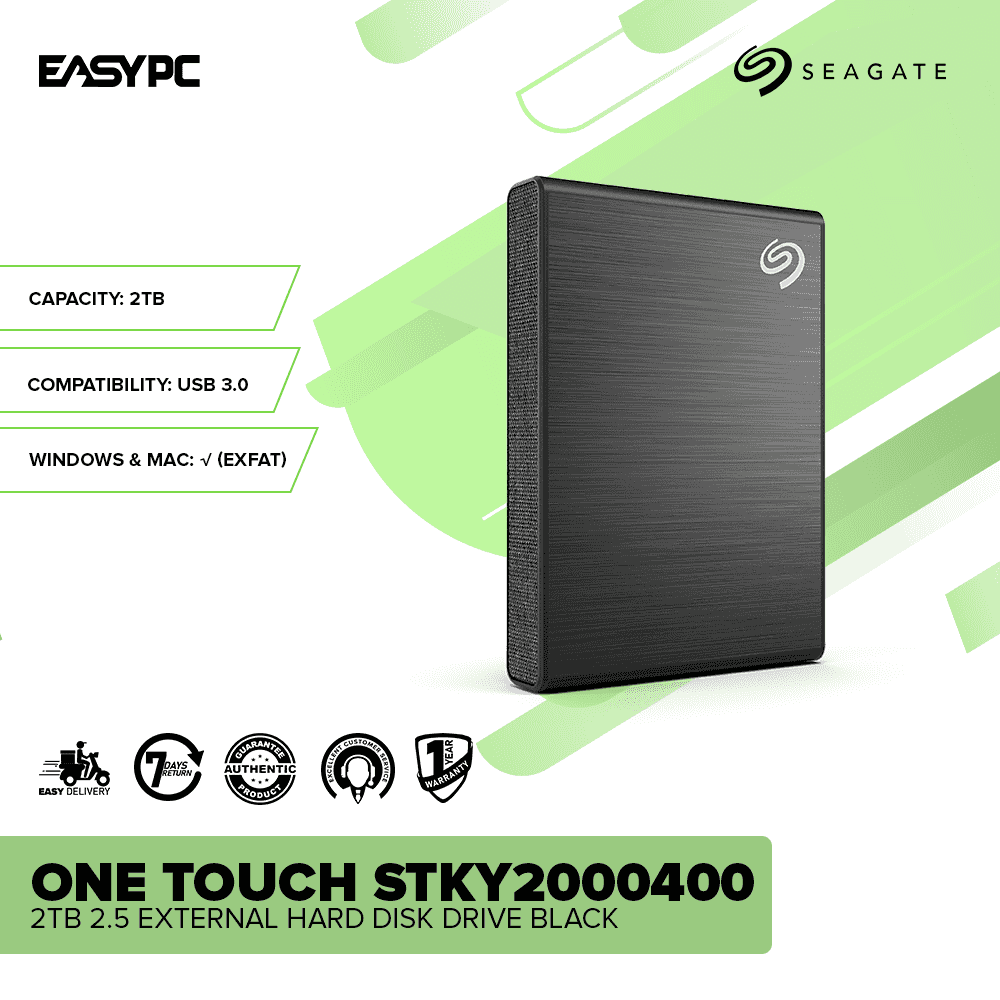 Seagate One Touch 2TB USB 3.0 External Hard Drive Black