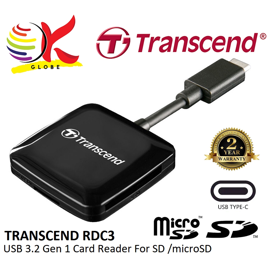 Transcend USB 3.2 Gen 1 Type C SD and MicroSD Card Reader