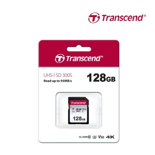 Transcend 300S 128GB UHS-I Class 10 U1 V10 SDXC Card - 3D NAND