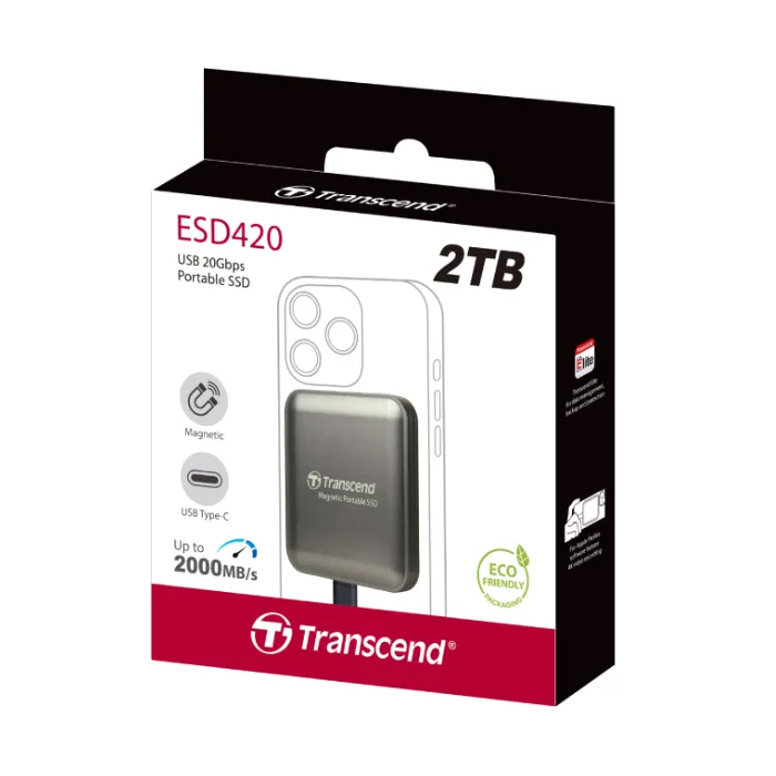 Transcend ESD420C 2TB USB 3.2 Type-C Magnetic Portable SSD