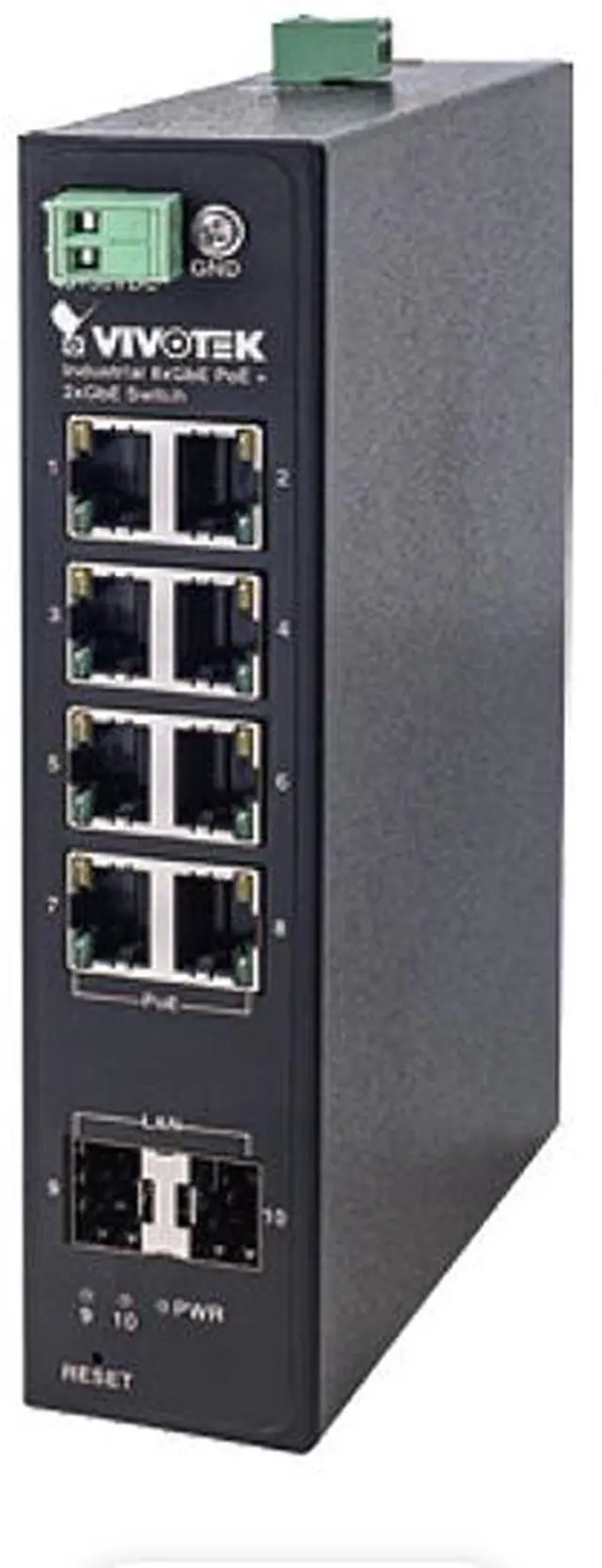 Vivotek Industrial 8-Port Gigabit Ethernet PoE + 2-Port Gigabit SFP Switch -40 to 75 Degrees Celsius
