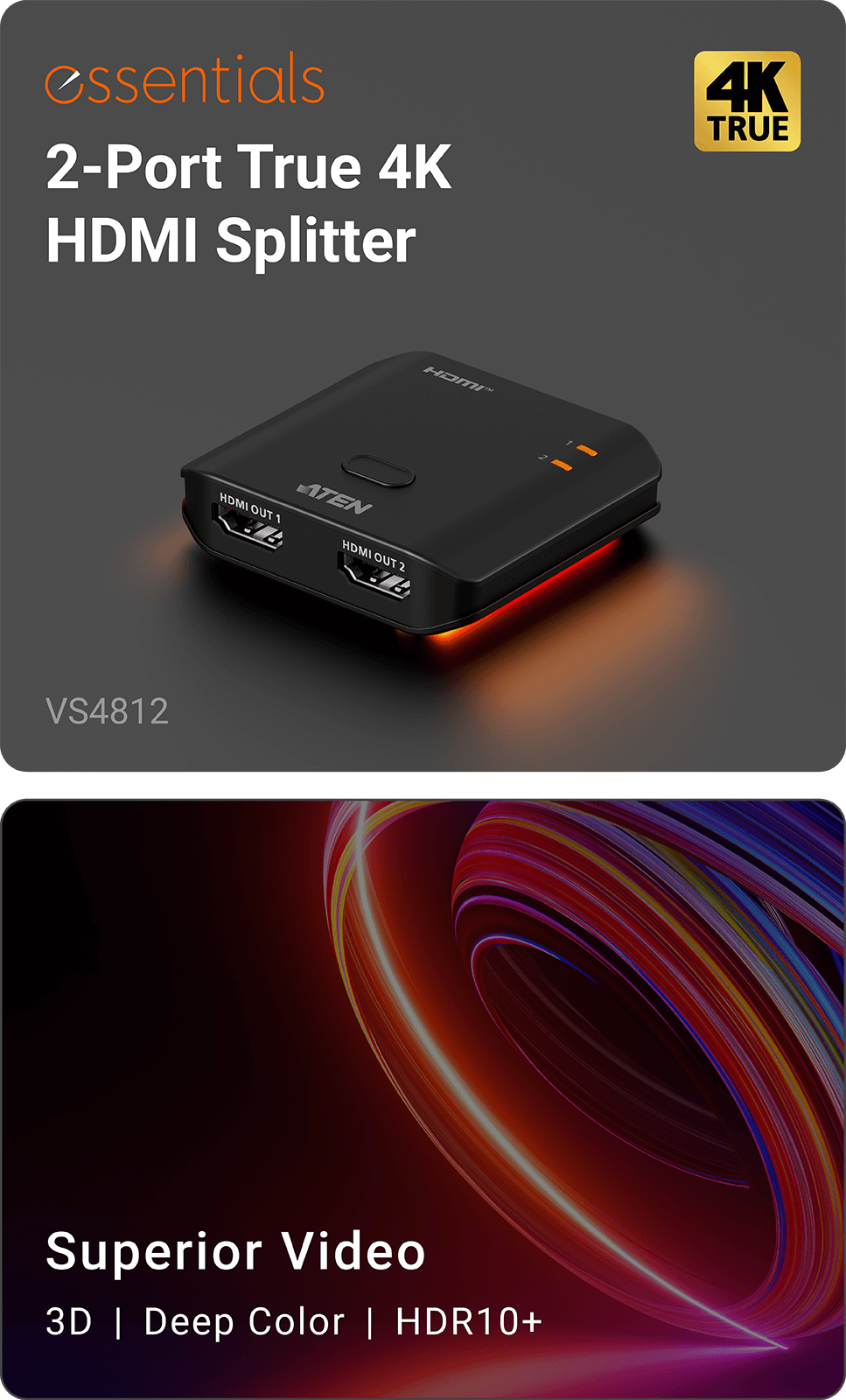 2-Port True 4K HDMI Splitter