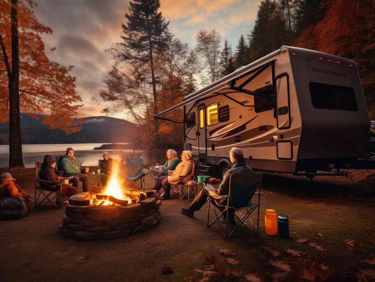 Families enjoying a cozy campfire at a diverse campground nestled in natures embrace