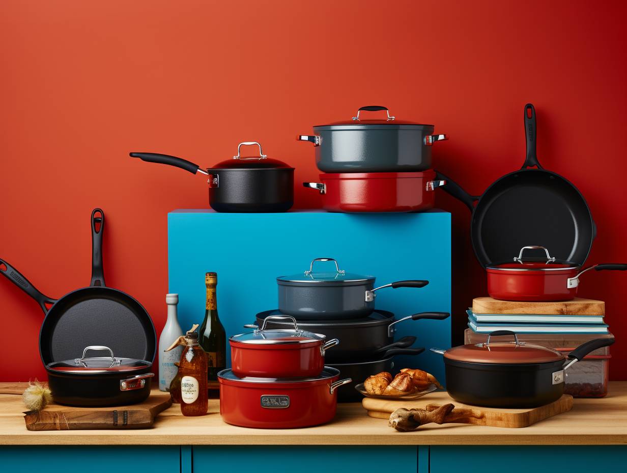 A vibrant display of camping cooking equipment at Target including cast iron skillets portable stoves and cookware sets neatly arranged