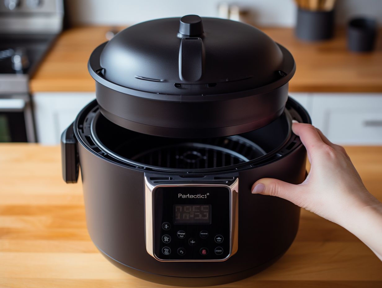 Step-by-step guide for securely attaching the air fryer lid to an Instant Pot