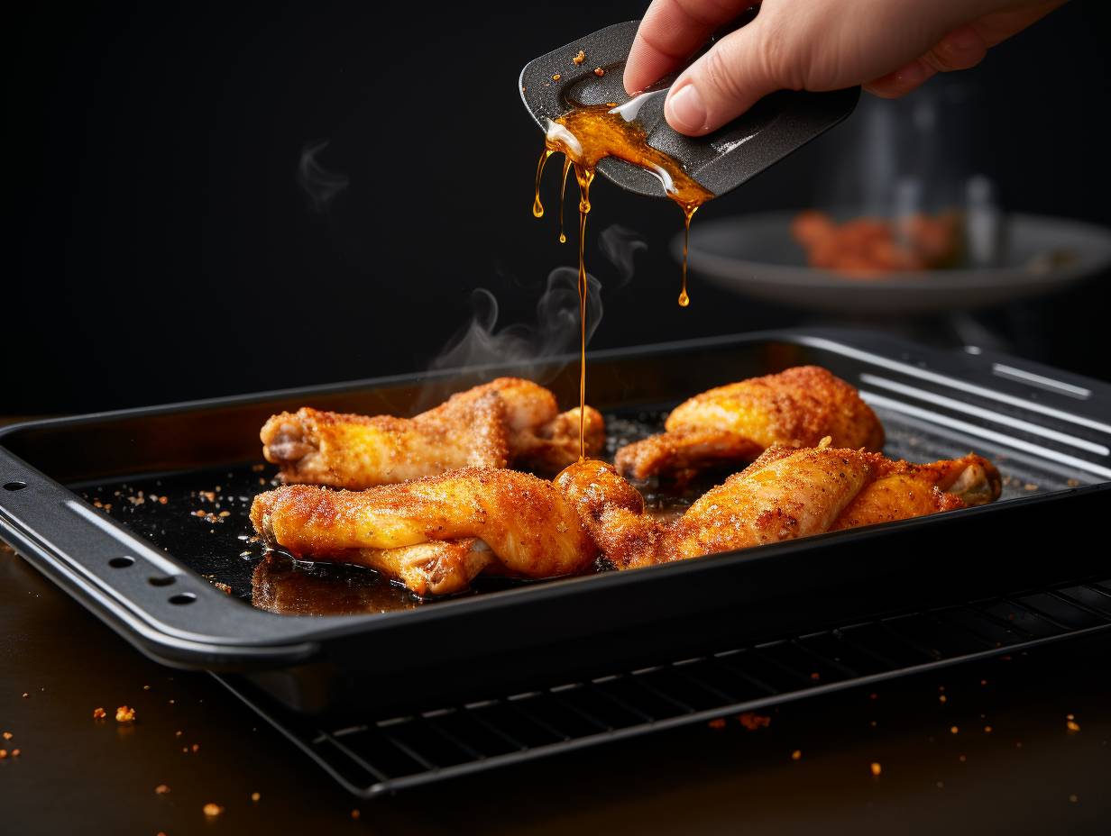 A perfectly crispy air-fried dish with a non-stick surface intact, coated in a thin layer of oil for easy cleanup.