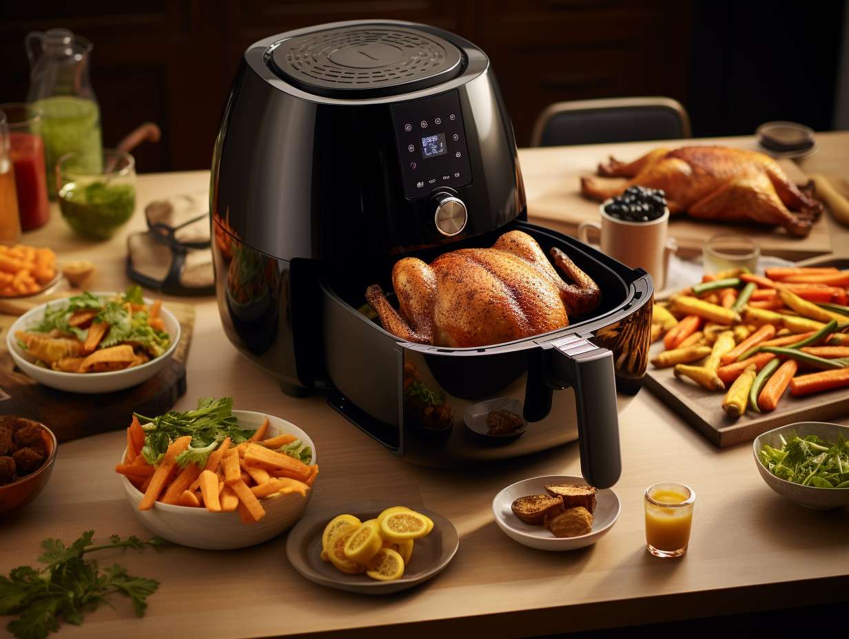 An array of air fryers with diverse cooking functions adjustable temperature control preset cooking modes and spacious cooking capacity