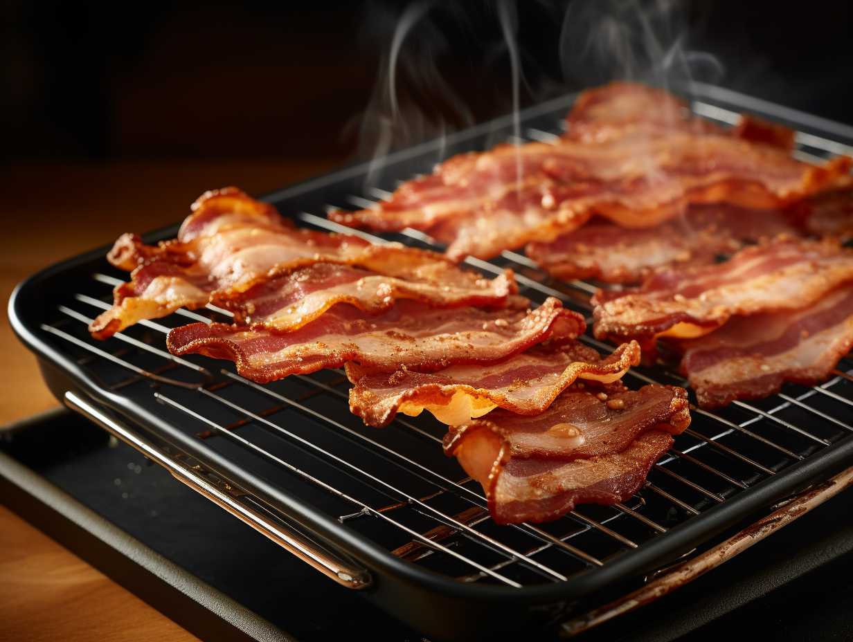 Stepbystep process of preparing bacon strips in a Gowise Air Fryer