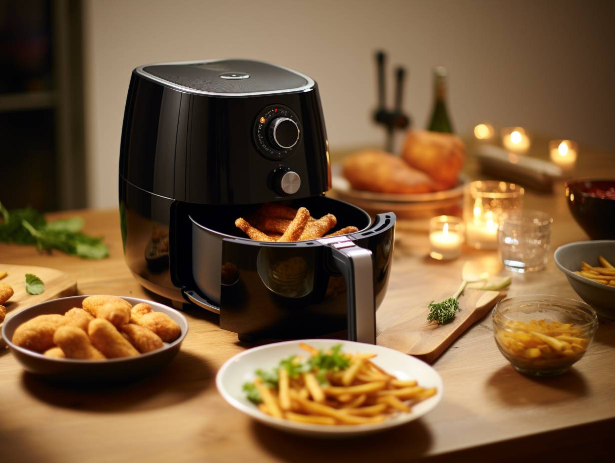 A small, compact air fryer next to a large, spacious air fryer showcasing the size contrast.