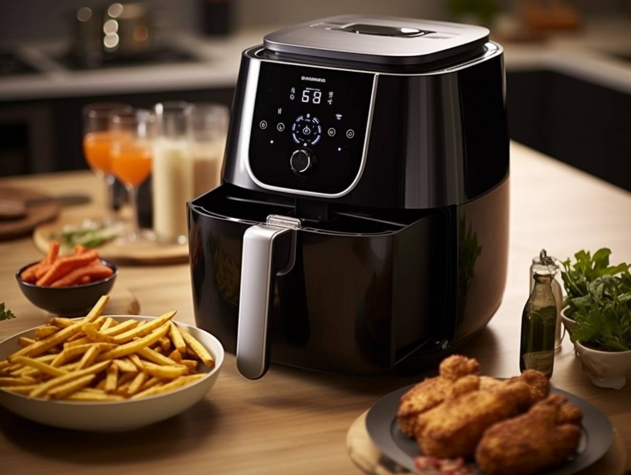 Sleek and modern paddle air fryer with digital display and adjustable temperature settings